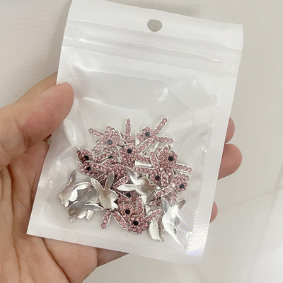 Luxury Pink Gun Nail Charms Kawaii Bunny Glitter Rhinestones Κρυστάλλινα DIY κοσμήματα μανικιούρ 3D αξεσουάρ διακόσμησης νυχιών