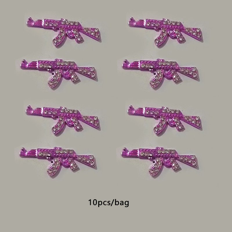 Луксозни розови талисмани за нокти с пистолет Kawaii Bunny Glitter Rhinestones Crystal Направи си сам бижута Маникюр 3D Аксесоари за декорация на нокти