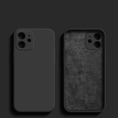 Melns šķidrā silikona telefona maciņš iPhone 13 12 11 14 Pro XS Max XR X 8 7 6S 6 Plus SE 2020 kameras aizsardzība mīksts aizmugures vāciņš