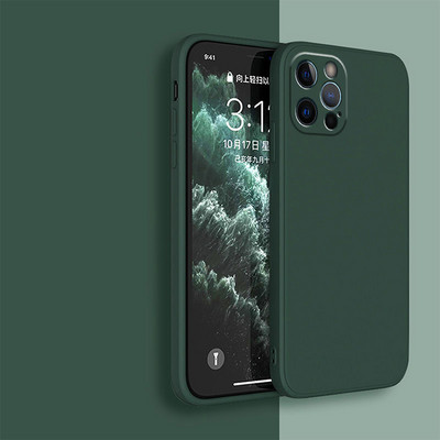 Melns šķidrā silikona telefona maciņš iPhone 13 12 11 14 Pro XS Max XR X 8 7 6S 6 Plus SE 2020 kameras aizsardzība mīksts aizmugures vāciņš
