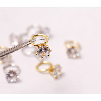 5PC Японски пръстен за нокти с циркон Талисман с големи диамантени кристални декори 10*16 mm 3D пръстени от сплав Блестящи пръстени Накрайници за нокти Направи си сам аксесоари 7 mm