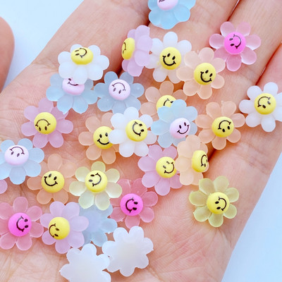 50 τμχ 3D Resin Nail Charms Sun Flower Ανταλλακτικά νυχιών Αξεσουάρ Kawaii DIY Nail Art Διακόσμηση