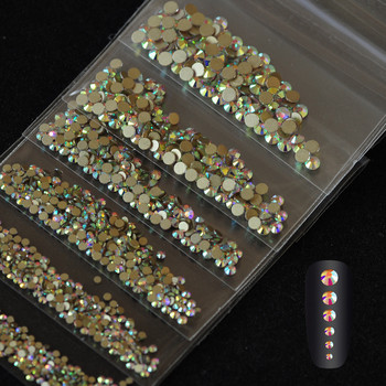 Yanruo 1440 бр. Кристални кристали за нокти Смесен размер SS3-SS10 Блясък без актуална корекция Flatback Маникюр Декорации за нокти Стъклени мъниста