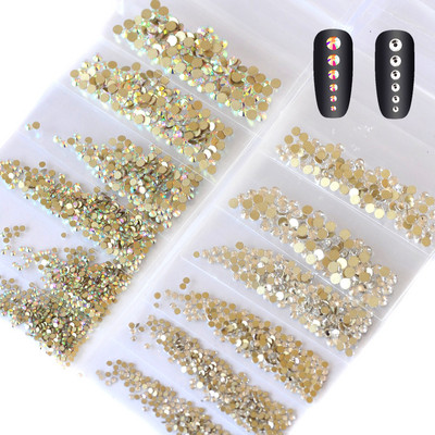 Yanruo 1440db Kristály köröm strassz SS3-SS10 Csillogó Nem Hotfix Flatback Manikűr Nail Art Dekorációk Üveggyöngyök
