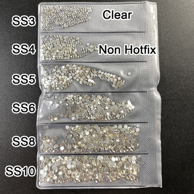 Yanruo 1440db Kristály köröm strassz SS3-SS10 Csillogó Nem Hotfix Flatback Manikűr Nail Art Dekorációk Üveggyöngyök