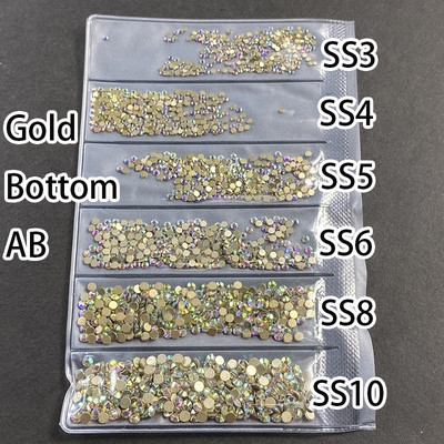 Yanruo 1440db Kristály köröm strassz SS3-SS10 Csillogó Nem Hotfix Flatback Manikűr Nail Art Dekorációk Üveggyöngyök