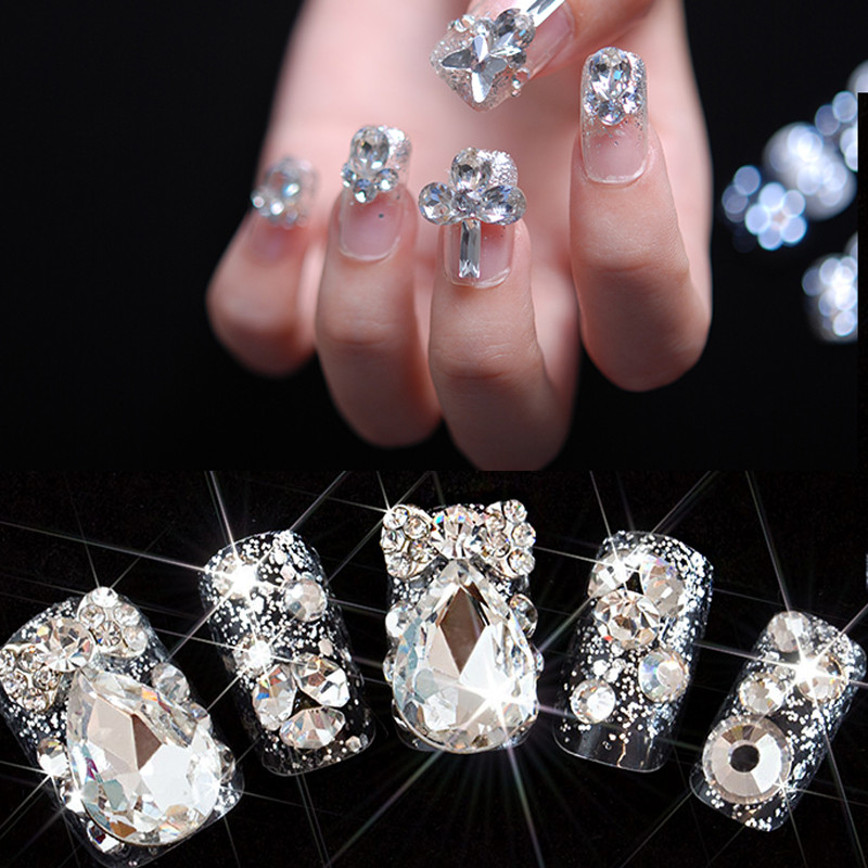 Yanruo 1440db Kristály köröm strassz SS3-SS10 Csillogó Nem Hotfix Flatback Manikűr Nail Art Dekorációk Üveggyöngyök