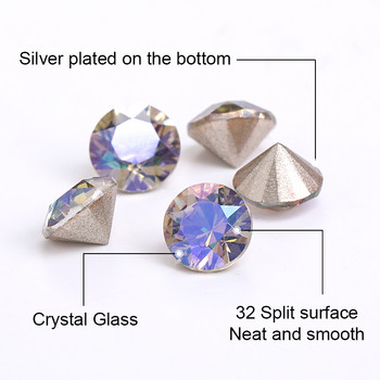 5MM 50PCS Части за нокти Луксозна диамантена бляскава декорация Горни кристали Стъклени скъпоценни камъни Камъни 3d Талисмани Кристали Консумативи 32 рязане