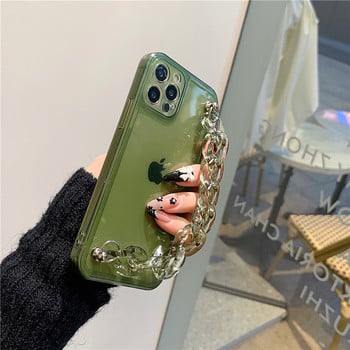 Θήκη αλυσίδας για βραχιόλι Emerald Clear Clear για IPhone 13 12 11 Pro XS Max X XR 7 8 Plus Coque Soft Silicone Cover