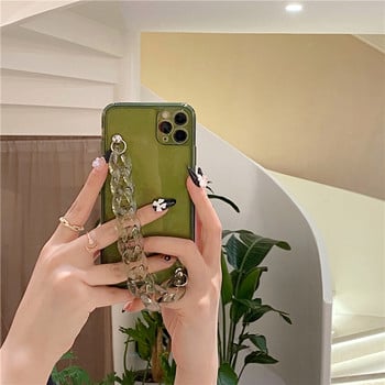 Θήκη αλυσίδας για βραχιόλι Emerald Clear Clear για IPhone 13 12 11 Pro XS Max X XR 7 8 Plus Coque Soft Silicone Cover