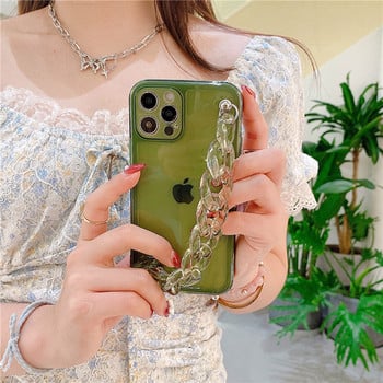 Θήκη αλυσίδας για βραχιόλι Emerald Clear Clear για IPhone 13 12 11 Pro XS Max X XR 7 8 Plus Coque Soft Silicone Cover