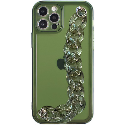 Smaragdist läbipaistev kristallist käevõru ketiümbris iPhone`ile 13 12 11 Pro XS Max X XR 7 8 Plus Coque pehme silikoonkate