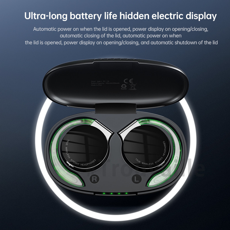 Trouvaille Earhook TWS sportfülhallgató futólámpa mikrofonnal Vízálló IPX5 fejhallgató Bluetooth vezeték nélküli fülhallgató sportokhoz