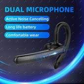 Căști Earhook Căști fără fir compatibile cu Bluetooth cu două microfoane Reducere a zgomotului Telefoane urechi Control volum microfon