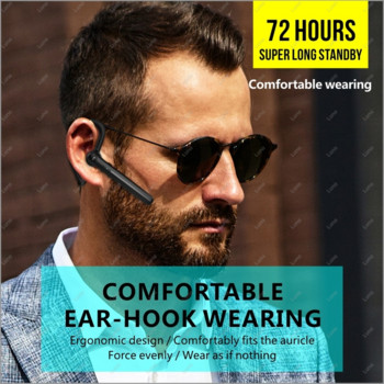 Earhook Headset Безжични Bluetooth-съвместими слушалки с два микрофона Намаляване на шума Слушалки за слушалки Микрофон Контрол на звука