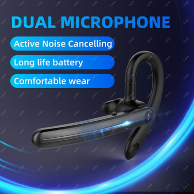 Earhook Headset Безжични Bluetooth-съвместими слушалки с два микрофона Намаляване на шума Слушалки за слушалки Микрофон Контрол на звука