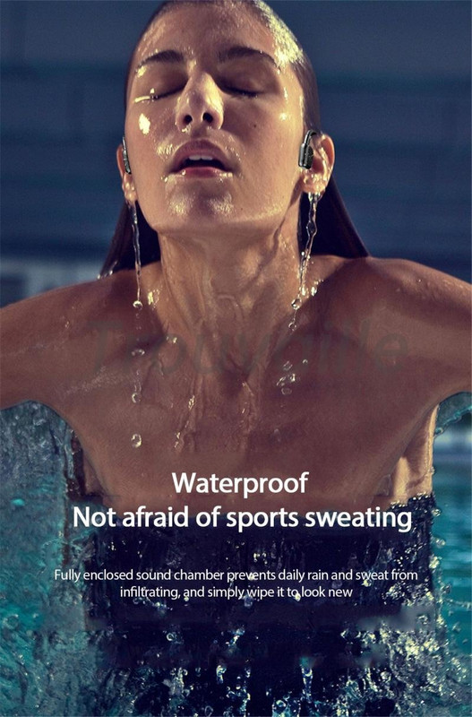 Trouvaille Bluetooth Fone Bone Conduction ausinės belaidės ausinės laisvų rankų įranga su mikrofonu, vandeniui atsparios TWS sportinės ausinės