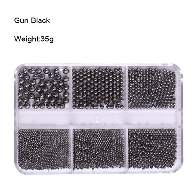 1 kutija Svijetle zlatne perle Nail Art Charm 3D 0,8-3 mm Mješavina veličina Više boja Metalne legure Kavijari Perle Kugla DIY pribor za dragulje za nokte