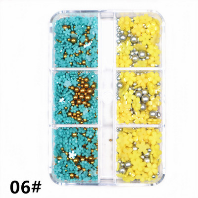 1 kutija Svijetle zlatne perle Nail Art Charm 3D 0,8-3 mm Mješavina veličina Više boja Metalne legure Kavijari Perle Kugla DIY pribor za dragulje za nokte