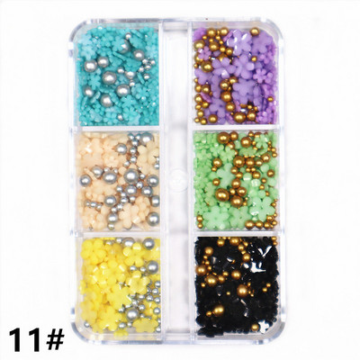 1 kutija Svijetle zlatne perle Nail Art Charm 3D 0,8-3 mm Mješavina veličina Više boja Metalne legure Kavijari Perle Kugla DIY pribor za dragulje za nokte