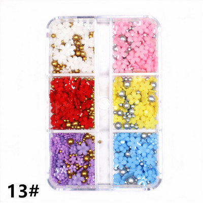 1 kutija Svijetle zlatne perle Nail Art Charm 3D 0,8-3 mm Mješavina veličina Više boja Metalne legure Kavijari Perle Kugla DIY pribor za dragulje za nokte