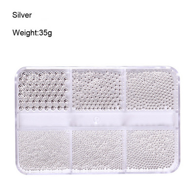 1 kutija Svijetle zlatne perle Nail Art Charm 3D 0,8-3 mm Mješavina veličina Više boja Metalne legure Kavijari Perle Kugla DIY pribor za dragulje za nokte