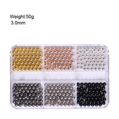 1 kutija Svijetle zlatne perle Nail Art Charm 3D 0,8-3 mm Mješavina veličina Više boja Metalne legure Kavijari Perle Kugla DIY pribor za dragulje za nokte