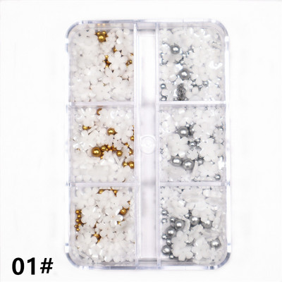 1 kutija Svijetle zlatne perle Nail Art Charm 3D 0,8-3 mm Mješavina veličina Više boja Metalne legure Kavijari Perle Kugla DIY pribor za dragulje za nokte