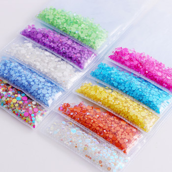 1440PCS Nail Art Pearl Rhinestones Mermaid Candy Colors 3D Round Flatback Crystal Beads Nail Art Decoration DIY Manicure Design