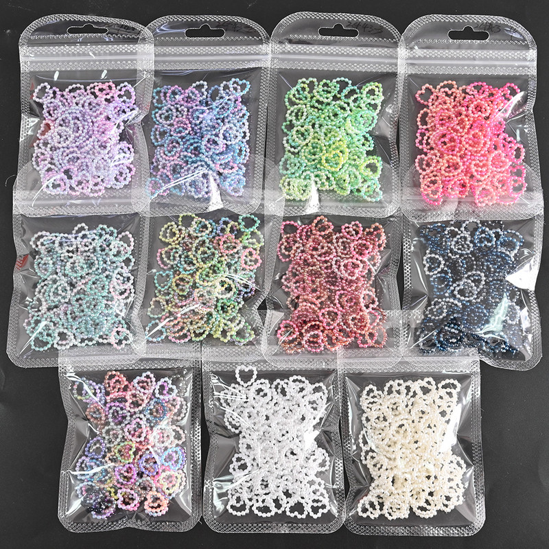 100db/táska szív üreges gyöngy körömdíszítések 11mm 3D színes varázslatok barkács kézműves gyöngyök manikűr ékszer kiegészítők #