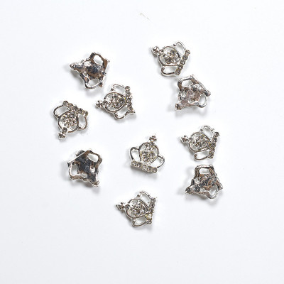 10 tk 3D šikk sulamist kivikivid kroon-hõbedane küünte kaunistuse ots Sädelevad küünepuurid kleebised, liim küüntele. Kuum müük