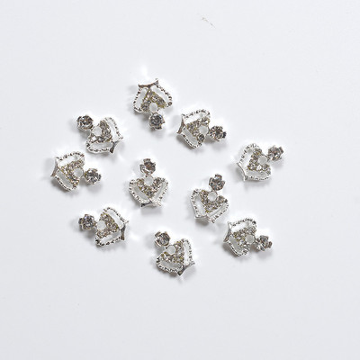 10 tk 3D šikk sulamist kivikivid kroon-hõbedane küünte kaunistuse ots Sädelevad küünepuurid kleebised, liim küüntele. Kuum müük