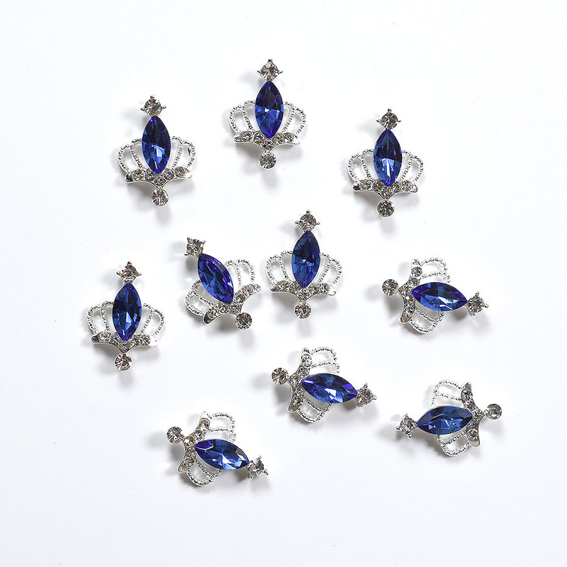 10 tk 3D šikk sulamist kivikivid kroon-hõbedane küünte kaunistuse ots Sädelevad küünepuurid kleebised, liim küüntele. Kuum müük