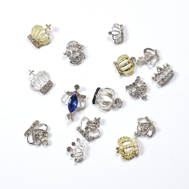 10 tk 3D šikk sulamist kivikivid kroon-hõbedane küünte kaunistuse ots Sädelevad küünepuurid kleebised, liim küüntele. Kuum müük