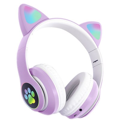 LED blikajúce roztomilé slúchadlá s mačacími ušami Bezdrôtové Bluetooth slúchadlá s mikrofónom TF FM detské dievčatko stereo hudobné slúchadlá do uší pre mačiatka darček