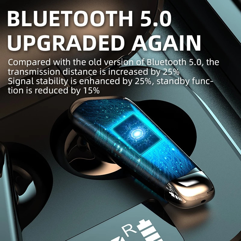 J70 Mini Bluetooth 5.0 vezeték nélküli fejhallgató Protable LED digitális kijelzős fülhallgató érintőképernyős vezérlés TWS vízálló sport fülhallgató