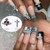 3D nail art privjesci srebrni križ u obliku deko metalni privjesci kristalni dijamant za akril gel nokte Alat za ukrašavanje manikure