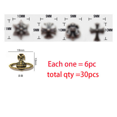 3D nail art privjesci srebrni križ u obliku deko metalni privjesci kristalni dijamant za akril gel nokte Alat za ukrašavanje manikure