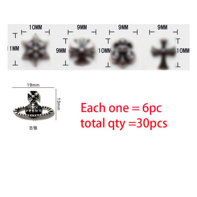 3D nail art privjesci srebrni križ u obliku deko metalni privjesci kristalni dijamant za akril gel nokte Alat za ukrašavanje manikure