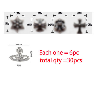 3D nail art privjesci srebrni križ u obliku deko metalni privjesci kristalni dijamant za akril gel nokte Alat za ukrašavanje manikure