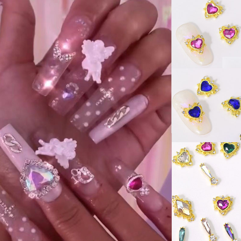3D nail art privjesci srebrni križ u obliku deko metalni privjesci kristalni dijamant za akril gel nokte Alat za ukrašavanje manikure