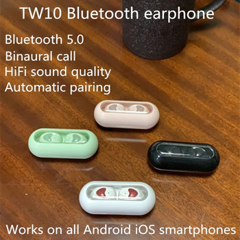 TW10 TWS Mini Bluetooth безжични слушалки Геймърски слушалки Спортни слушалки за Iphone Samsung Oppo Huawei Xiaomi музикални слушалки