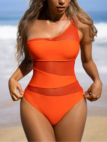 Σέξι ολόσωμο γυναικείο μαγιό Solid Push Up Μαγιό Monokini One Shoulder Conjunto Biquinis Feminino Trajes De Baño Mujer