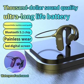Слушалки с костна проводимост Безжични Bluetooth слушалки MD41 с микрофон Стерео слушалки Спорт на открито Водоустойчиви цифрови слушалки