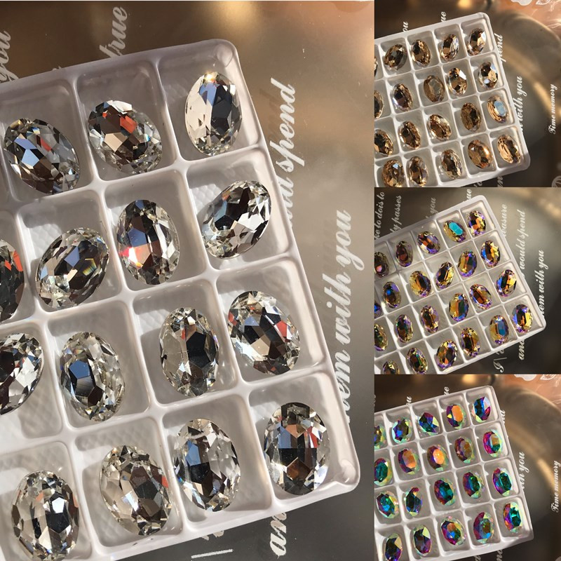 8*10mm átlátszó/AB/pezsgős ovális strassz kristályüveg bájos drágakő kiegészítők 20db 3D hátsó hegyes köröm gyémánt kövek h&*&