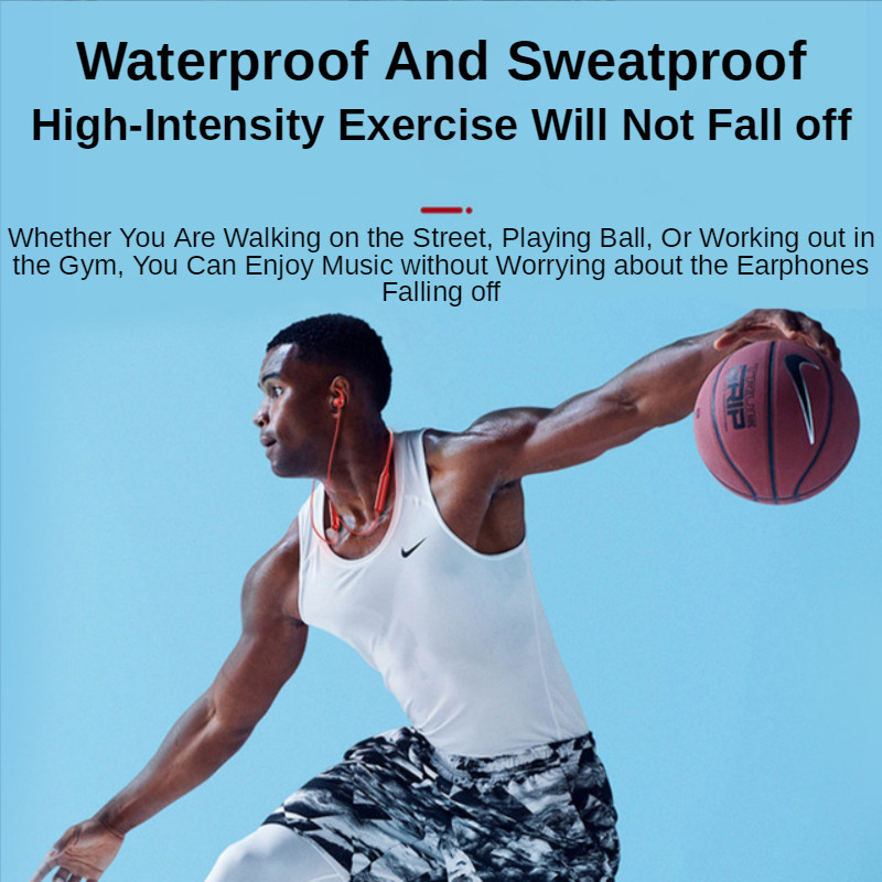 Belaidės Bluetooth ausinės TWS fitneso ausinės, veikiančios vandeniui atsparios sportinės ausinės, muzikos ausinės, skirtos iPhone Xiaomi Samsung