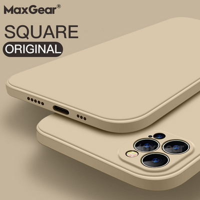 Луксозен оригинален квадратен калъф от течен силикон за iPhone 12 13 14 11 Pro Max Mini X XR XS Max 7 8 Plus SE 2 Удароустойчив мек капак