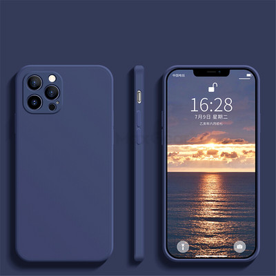 Luksuslik originaalne kandiline vedel silikoonümbris iPhone 12 13 14 11 Pro Max Mini X XR XS Max 7 8 Plus SE 2 põrutuskindla pehme kattega