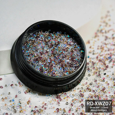 Pixie Crystal Nails Stone 1.2mm Nail Art Strass Mini Sticlă Micro Cristale 3D Piese Apăsați pe unghii Decorare Diamante