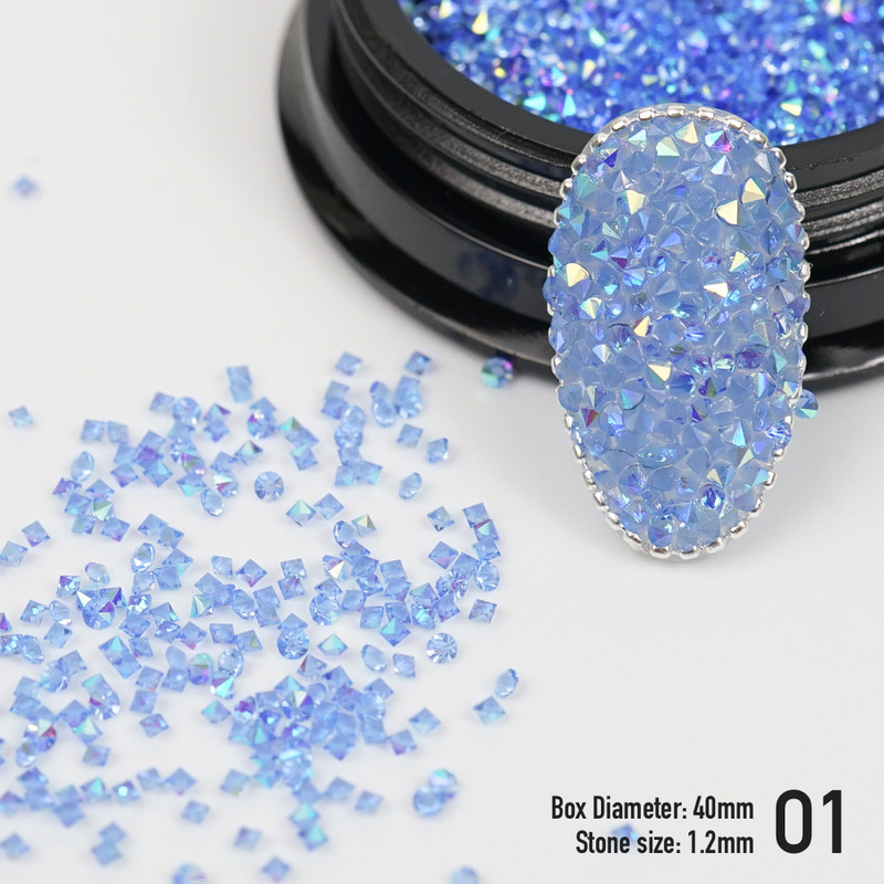 Pixie Crystal Nails Stone 1.2mm Nail Art Strass Mini Sticlă Micro Cristale 3D Piese Apăsați pe unghii Decorare Diamante